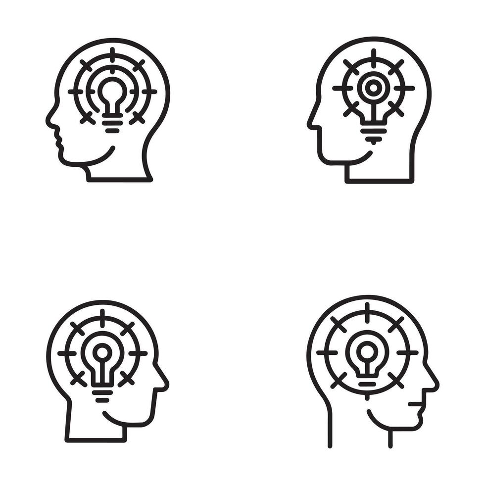 Focused Mind Outline Icon for Mental Clarity and Motivation vector