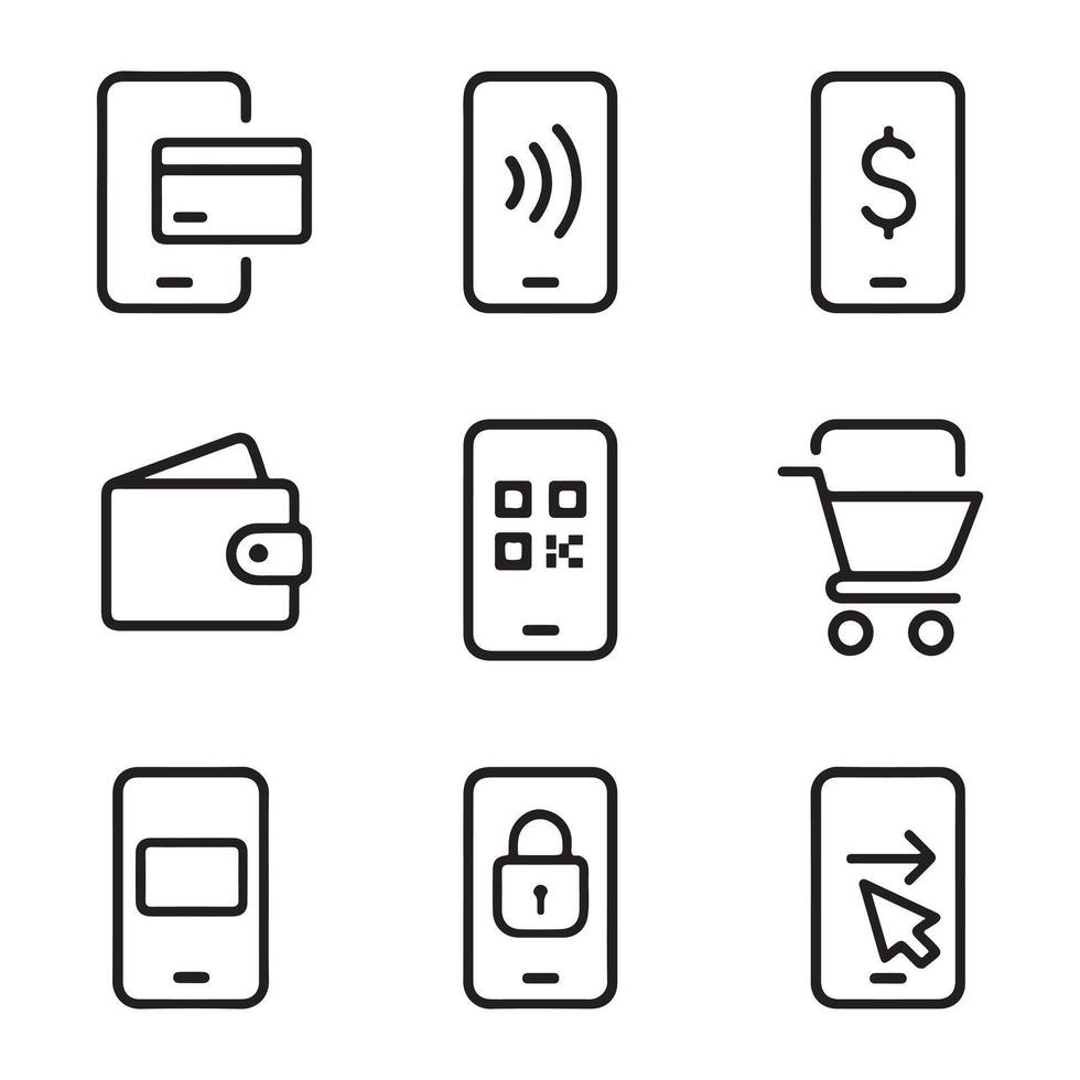 Payment App and Mobile Wallet Icons vector