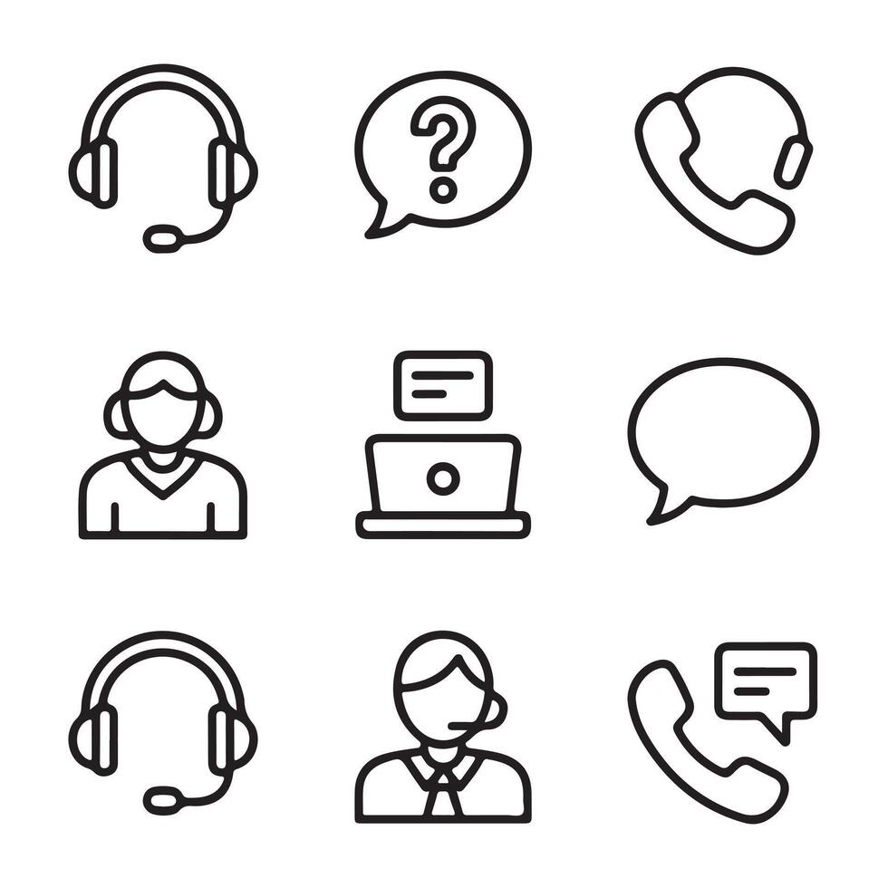 Line Icons for Customer Support and Assistance vector