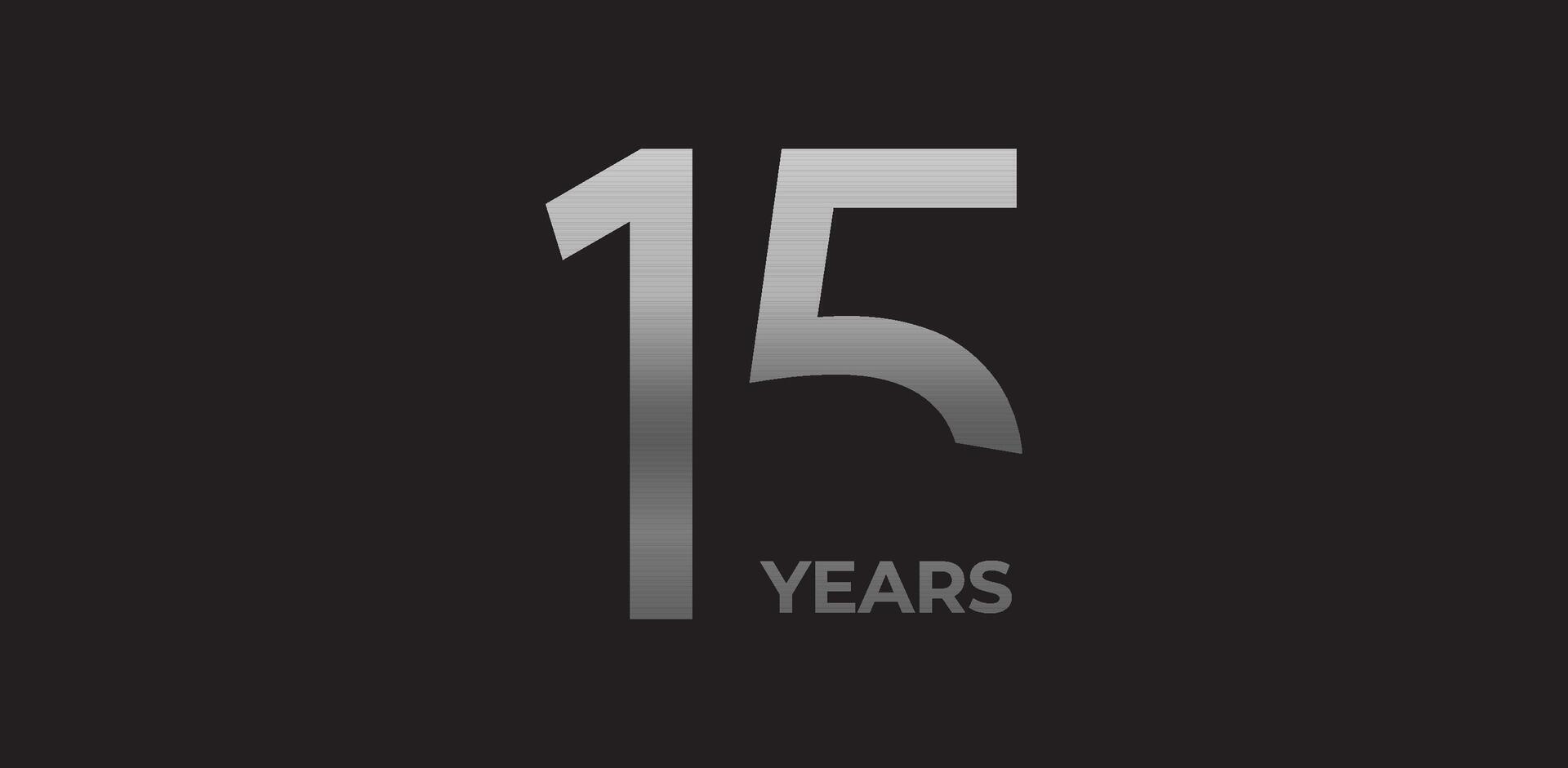 15 years milestone branding, anniversary logo in gradient metallic, evokes legacy, strength, excellence. Modern event design, brand legacy celebrations, institutional heritage. illustration. vector