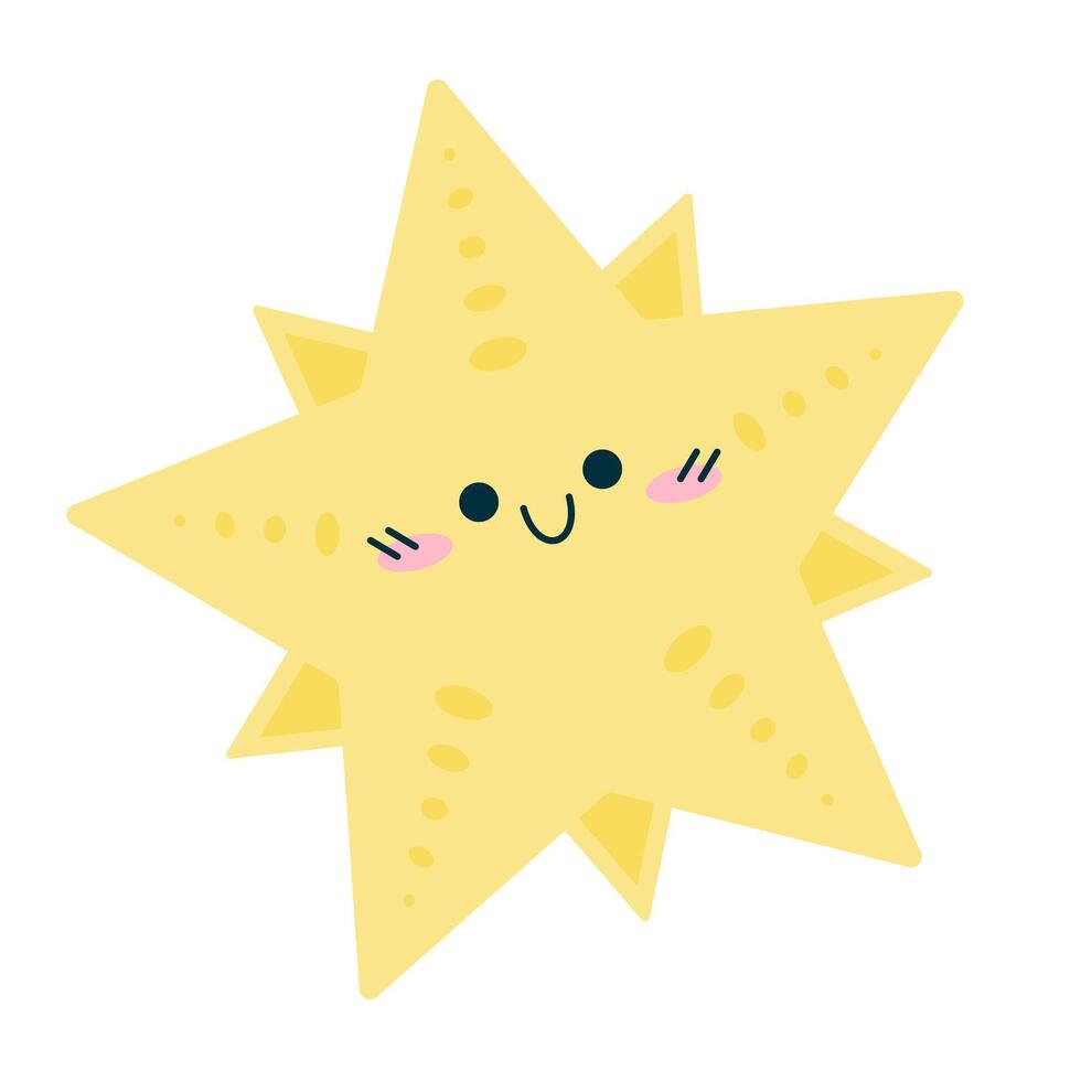 Hand drawn sea animal yellow starfish vector