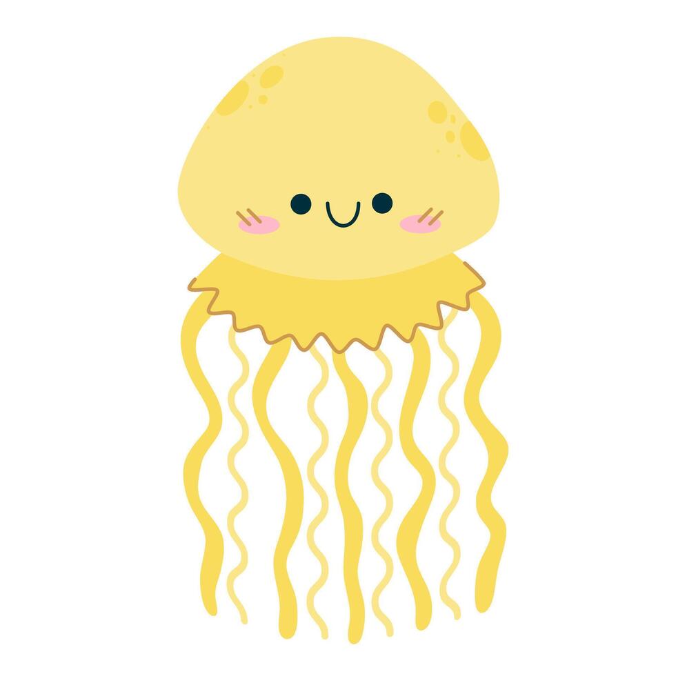 Hand drawn marine animal yellow jellyfish marine invertebrates vector