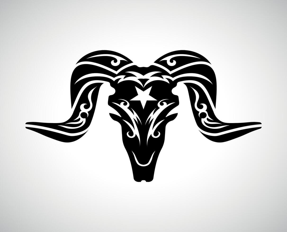 Boho Goat or Lamb Skull Illustration with Tribal Ornaments vector