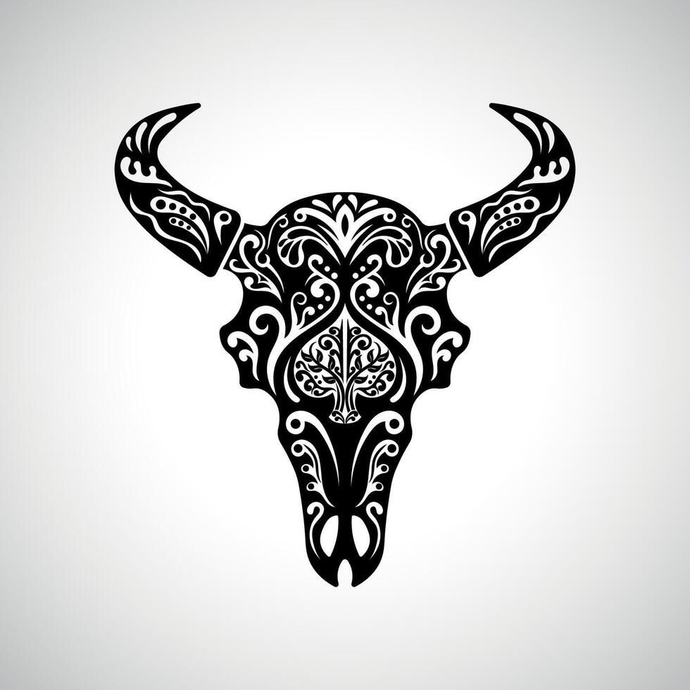 Bohemian Bull Skull Art vector