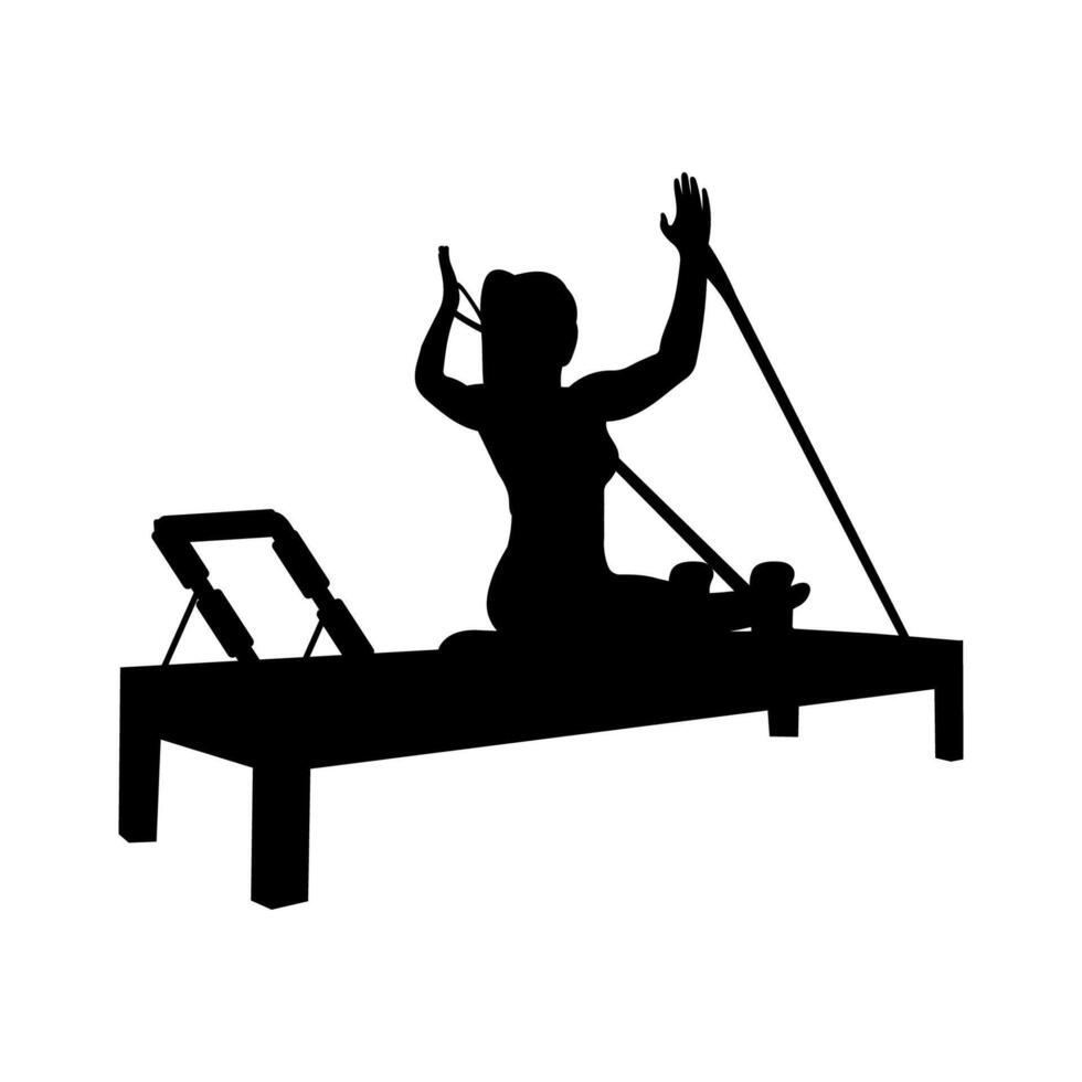 Pilates Poses with Tools. Silhouette Art vector