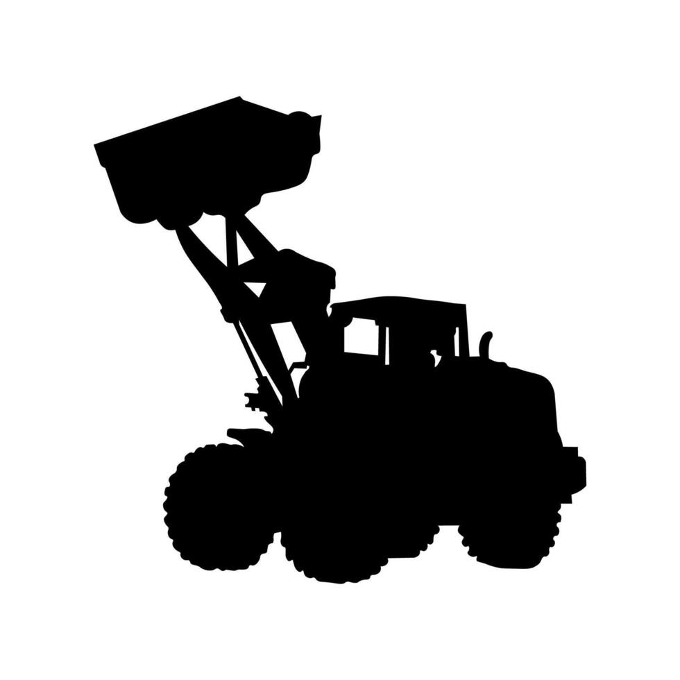 Wheel Loader silhouette on white background vector