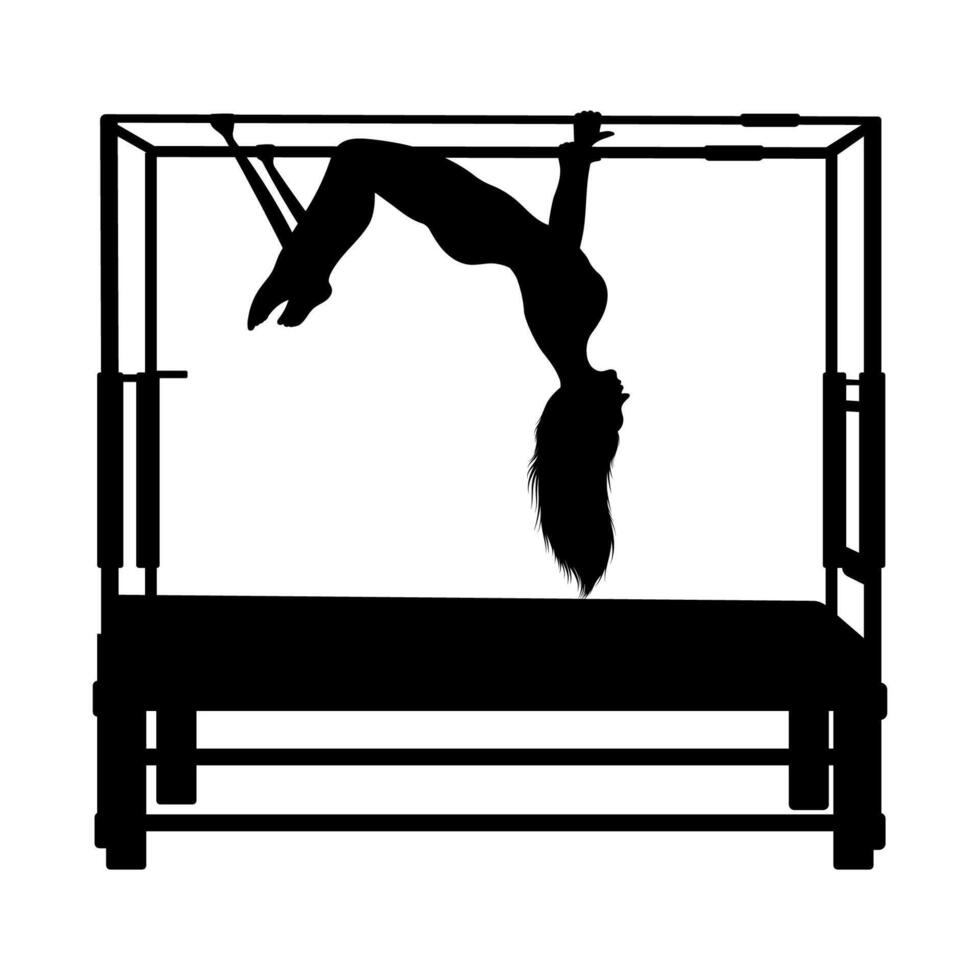 Woman Doing Pilates with Equipment. vector