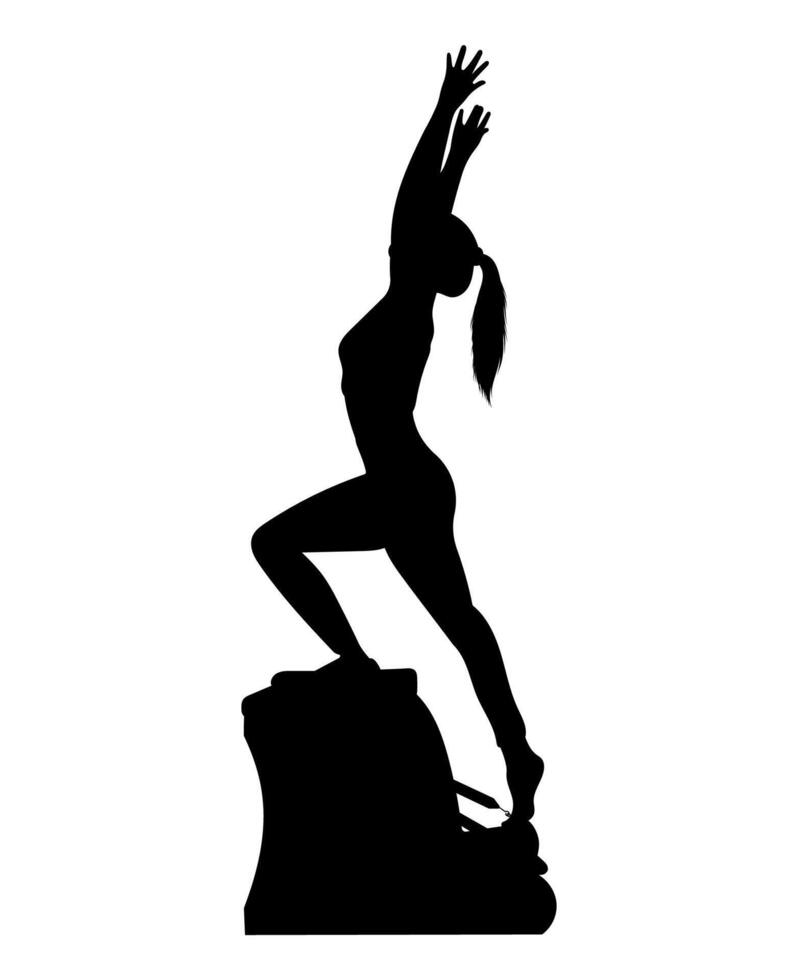 Silhouette of Pilates Session with Gear vector