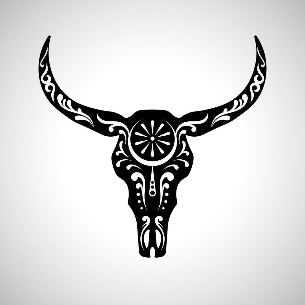 Tribal Boho Bull Skull Design for Prints and Decor vector