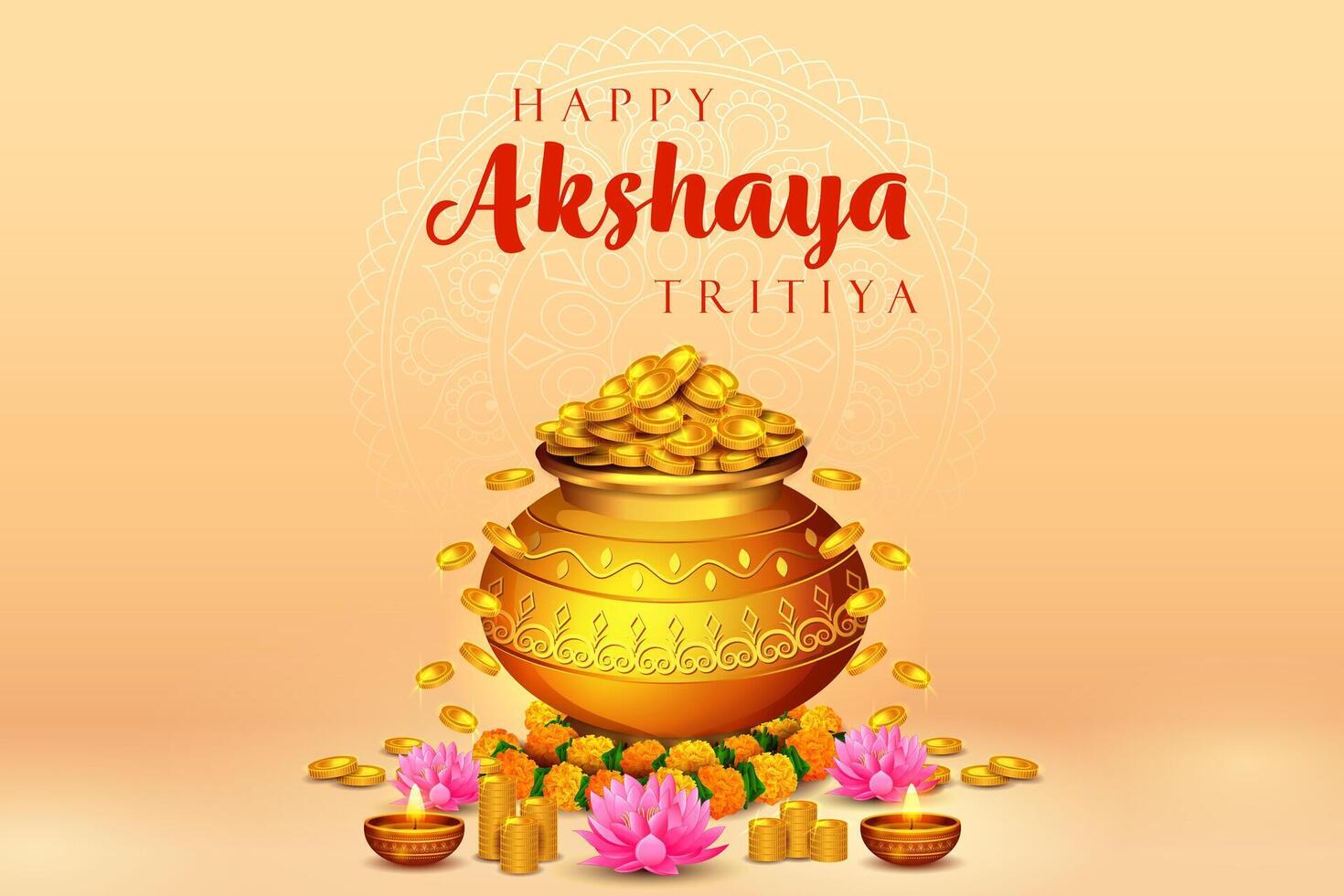 Happy Akshaya Tritiya religious festival of Hindu India celebration vector