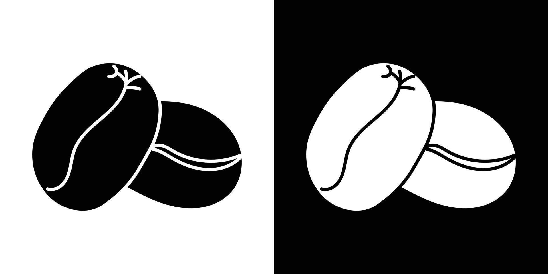 Coffee beans icon in black and white vector