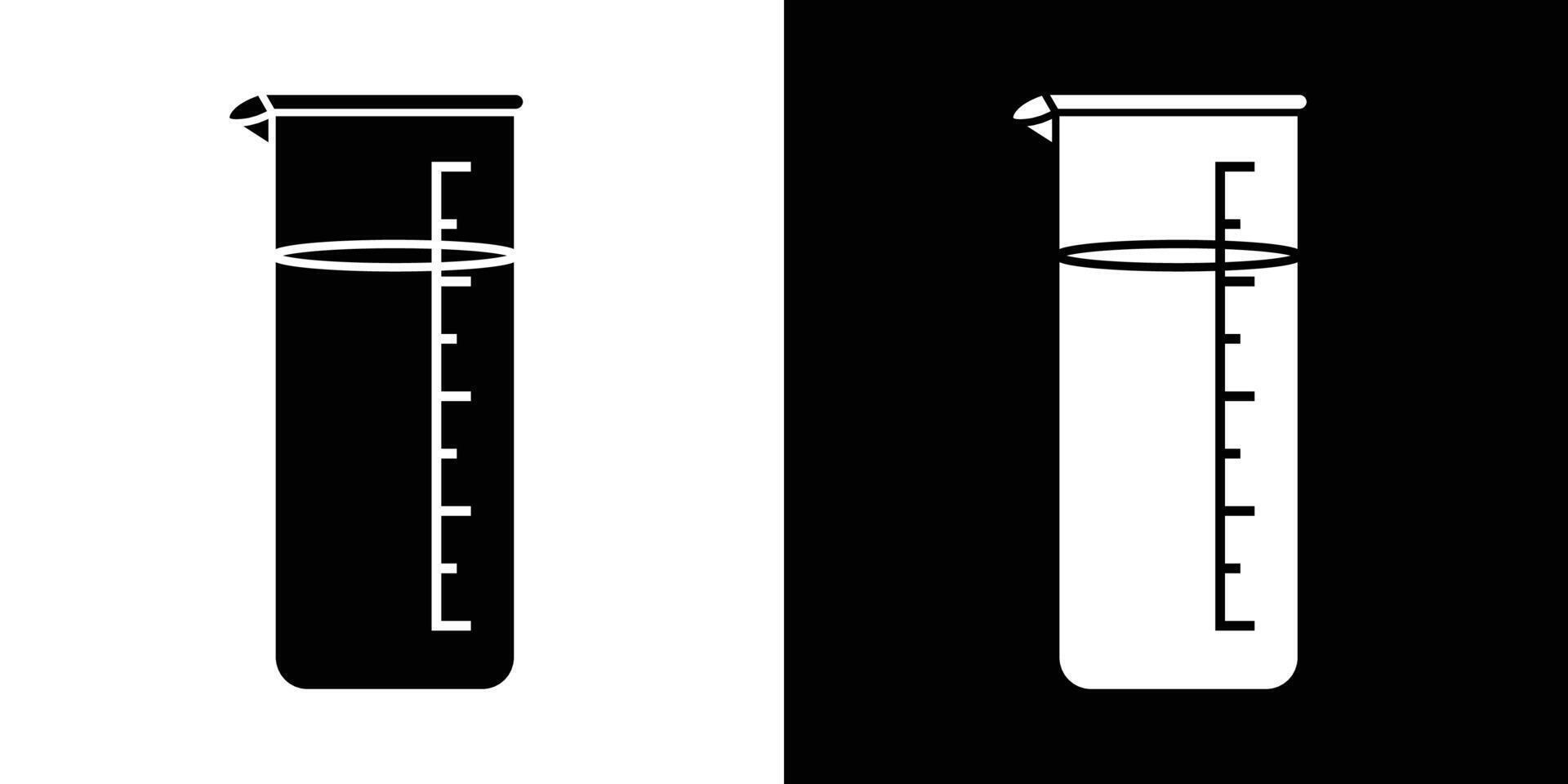 Black and White Icon of a Laboratory Beaker with Measurements vector