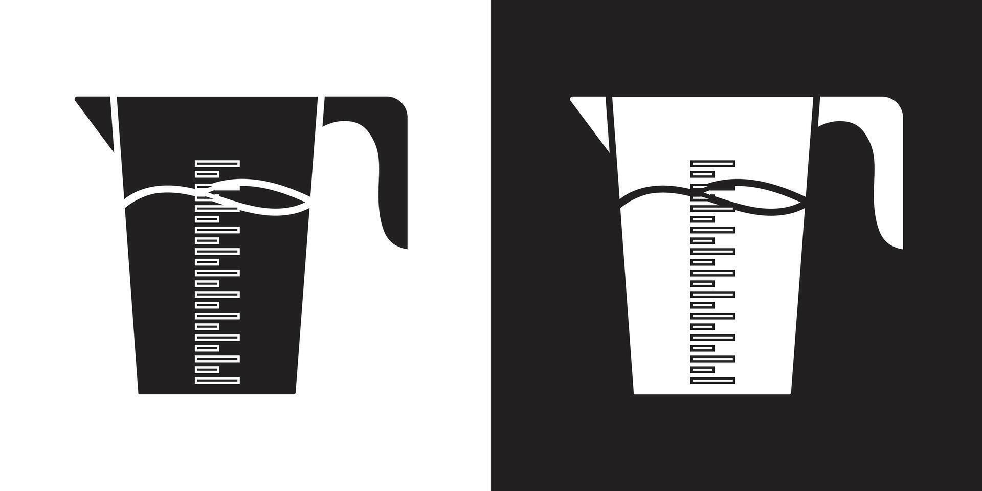 Measuring cup icon in black and white. Minimalist illustration suitable for kitchen-related designs, recipe apps, culinary branding, or educational materials. vector