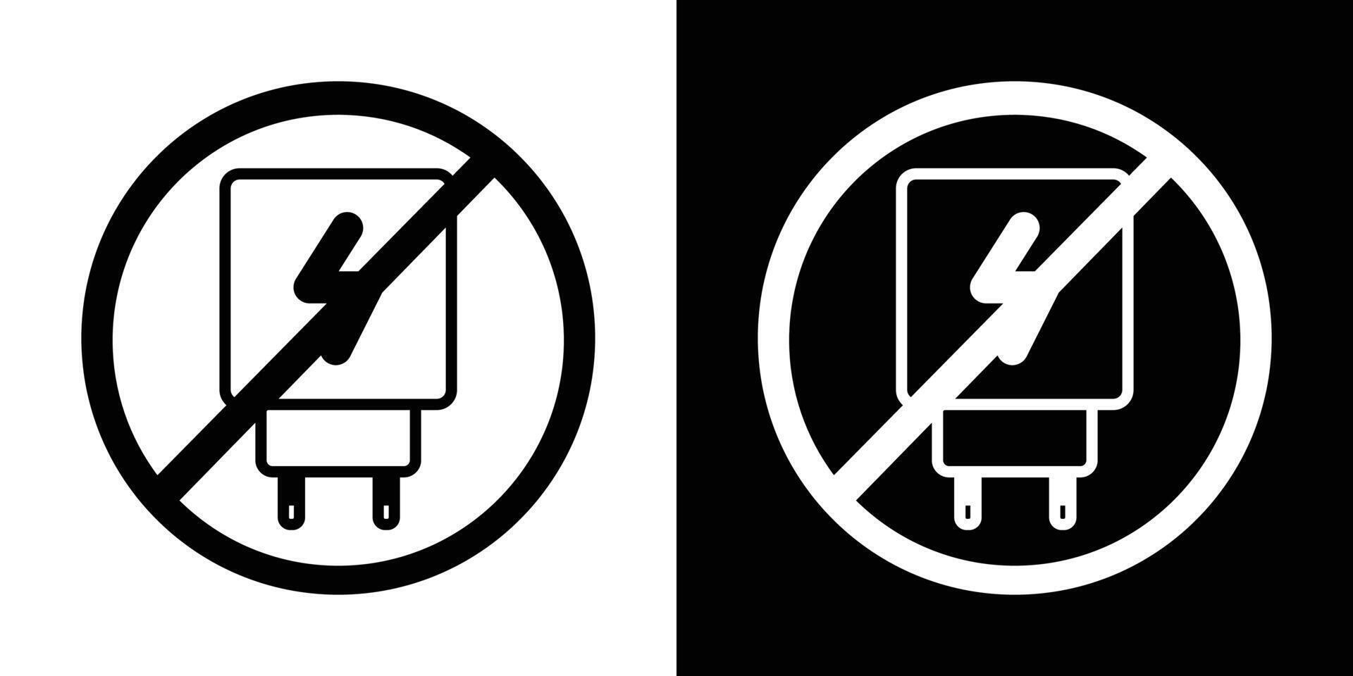 No Charging Symbol in Black and White Iconic Design vector