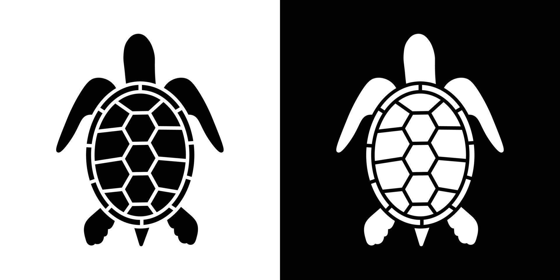 Turtle icon in black and white. Simple sea turtle silhouette design, perfect for marine life, wildlife conservation, animal logo, nature symbol, and ecological education materials. vector