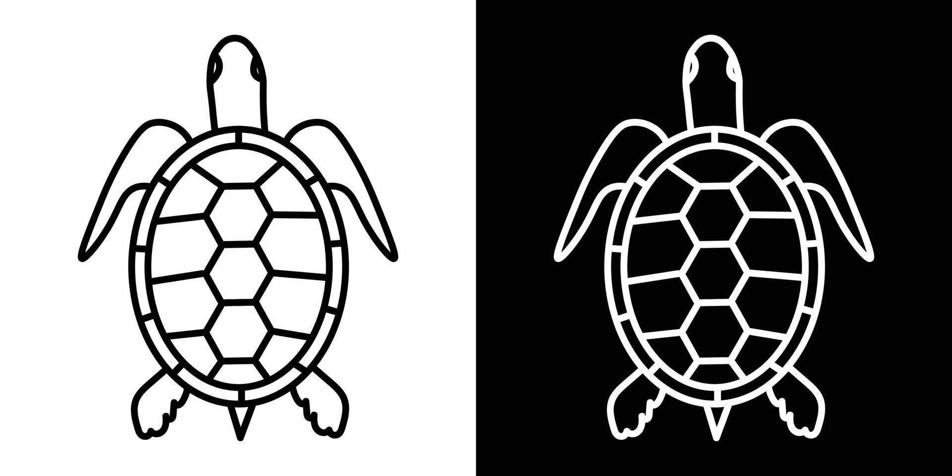 Symmetrical Turtle Silhouettes in Contrasting Black and White Designs vector