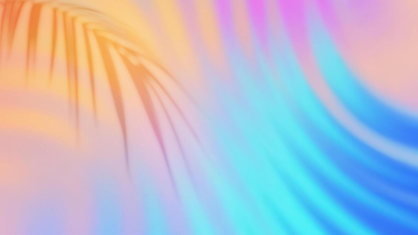 Summer gradient background with a palm leaf shadow. Bright colorful summer colors. Sunset and sunrise sky colors. Blue, purple, orange, pink, yellow. Great for poster, banner. illustration. vector