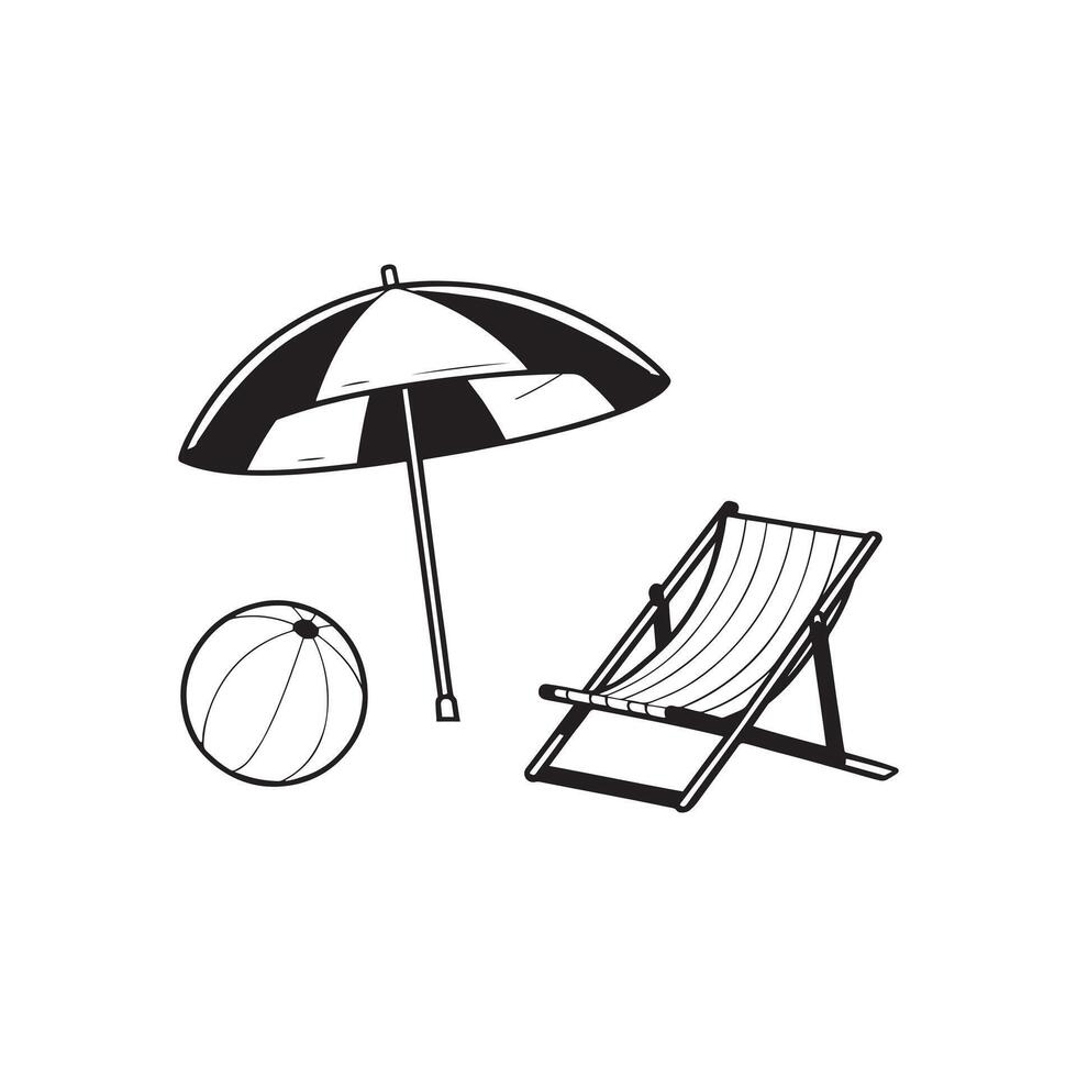 Relaxation Beach Chair with Sun Icon, vector