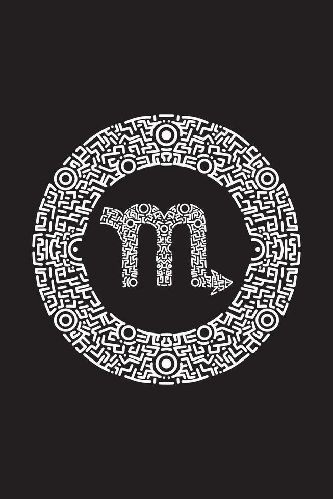 Artistic Scorpio Sign with Detailed Ornaments vector