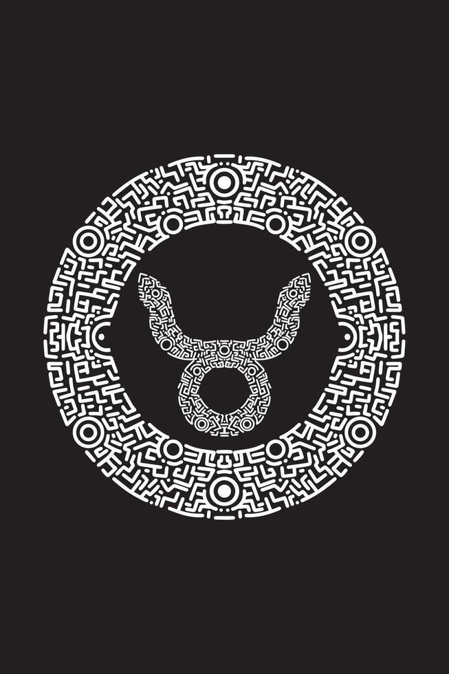 Taurus the bull symbol in a circle on a black background vector