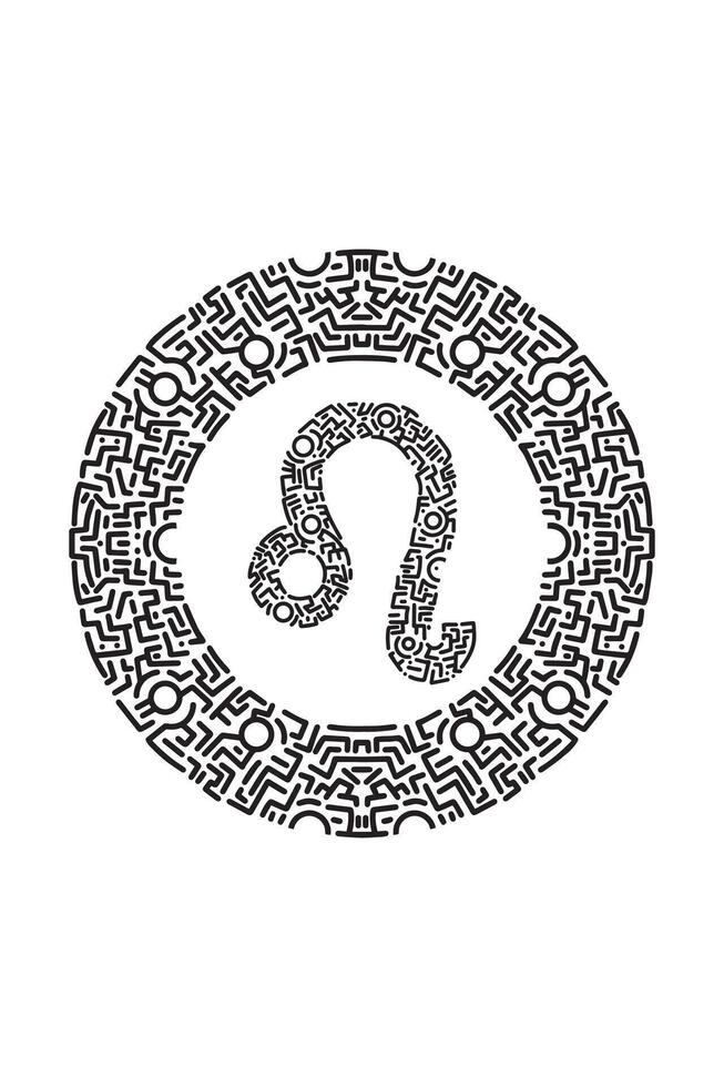 Leo Zodiac Symbol Decorated with Ornaments vector