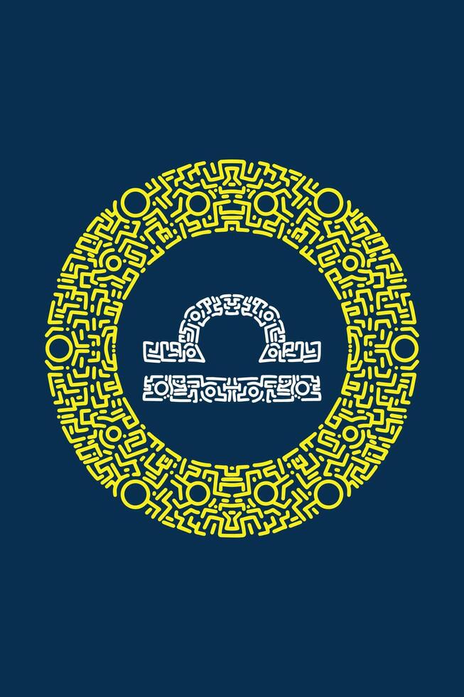 Hand Sketched Gemini Star Symbol with Decorative Elements vector