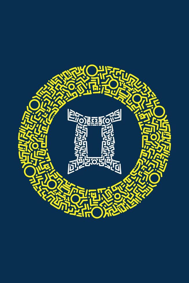 Sign of Gemini Zodiac with Ornamental vector