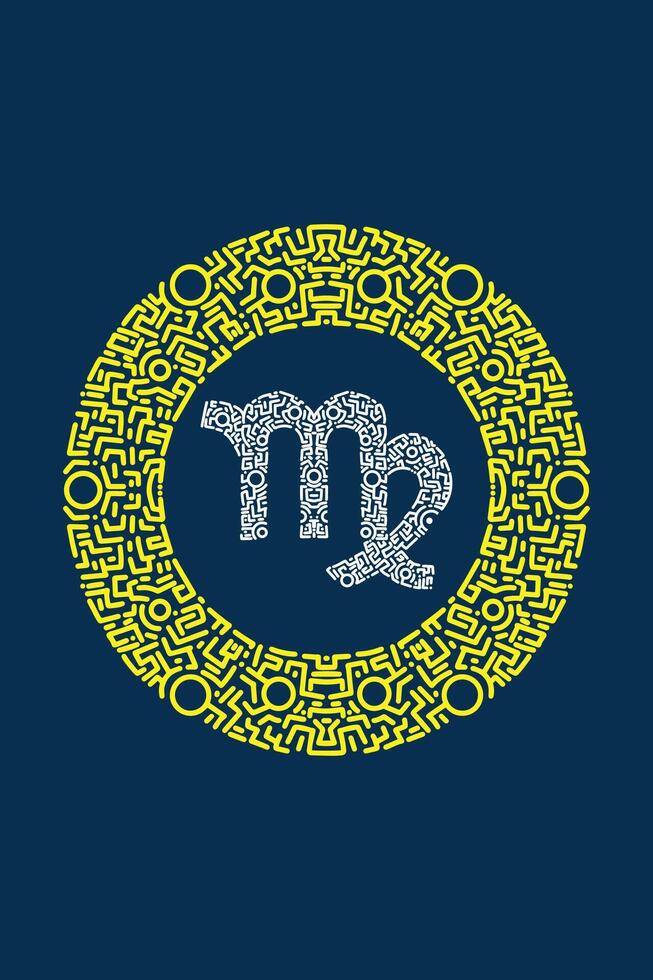 Elegant Virgo Star Sign with Hand Drawn Ornaments vector