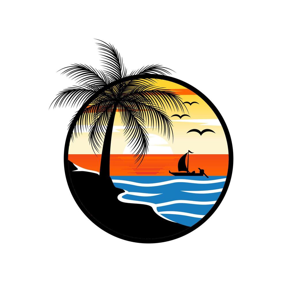Creative Design Summer Beach Logo Design vector