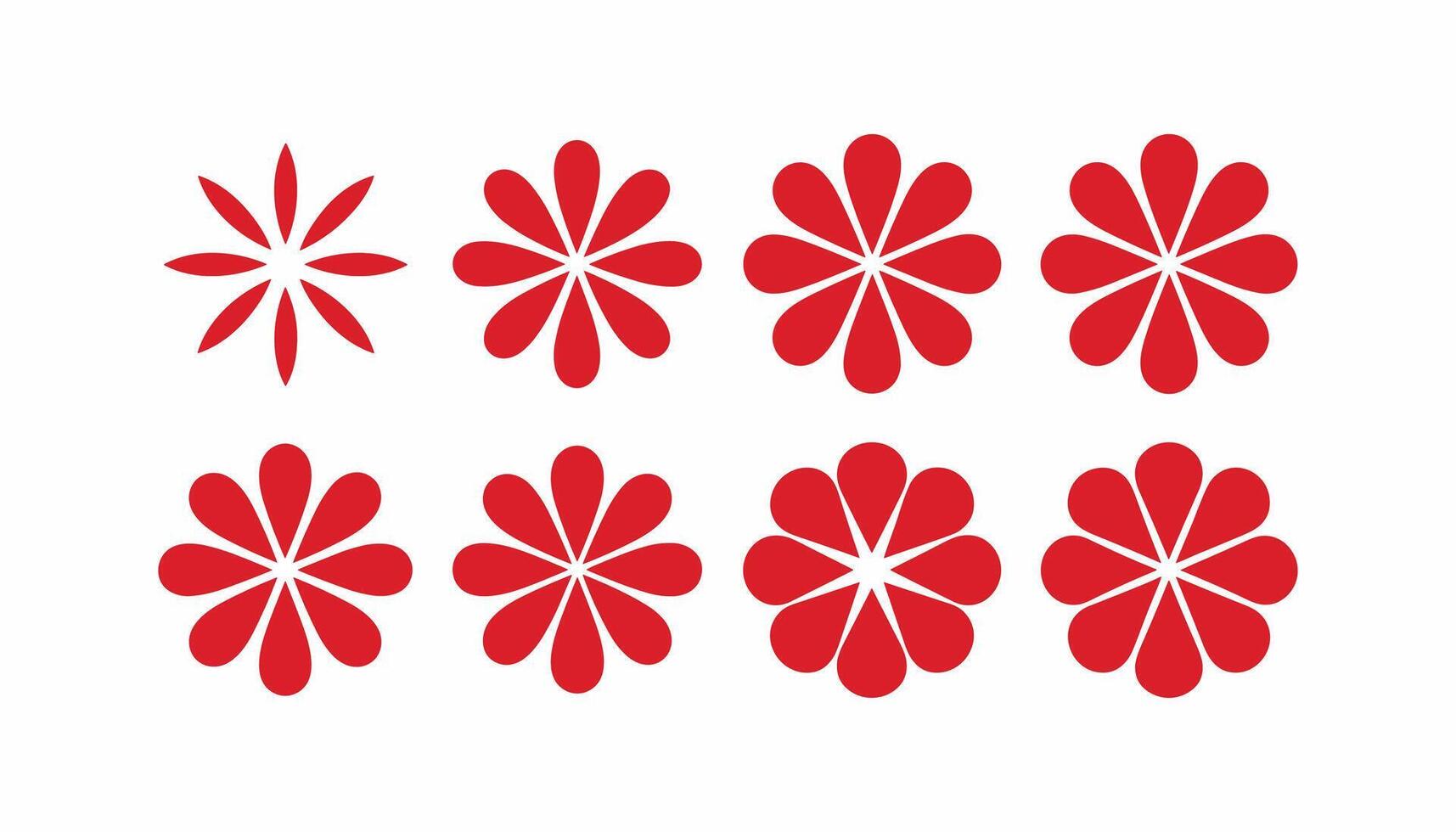 Collection of Red Flower Designs, red flower elements, flower stickers vector