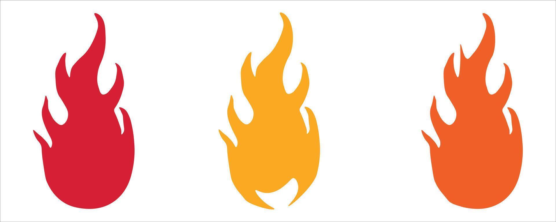 Fire flames set on white background vector