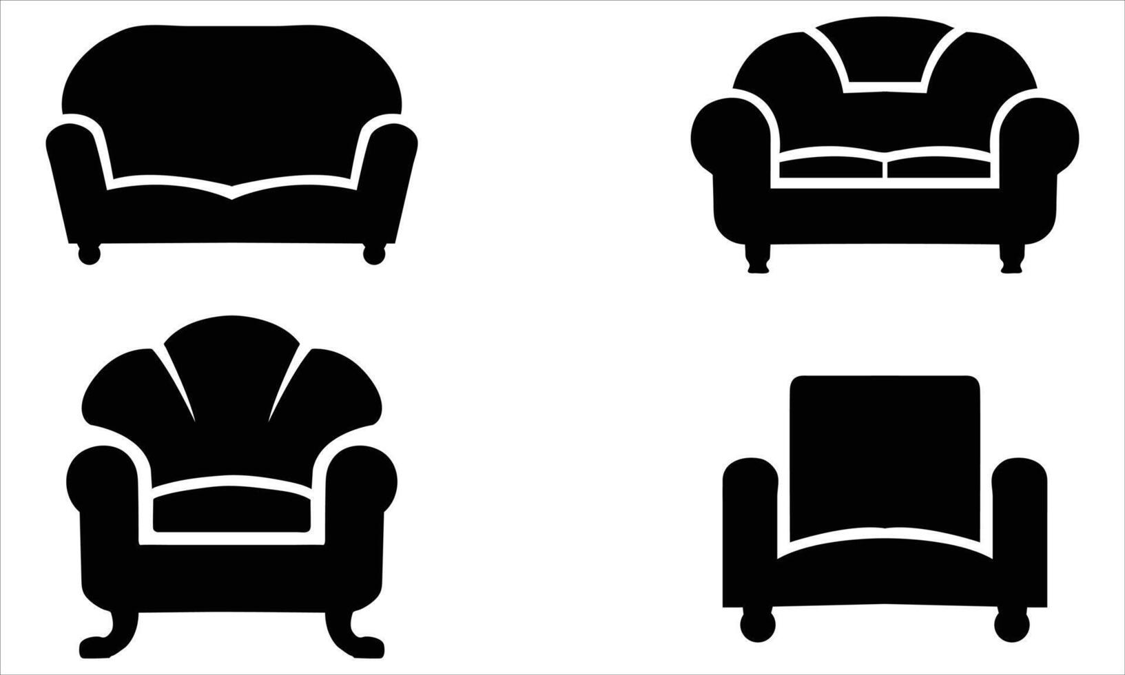 Armchairs silhouettes set vector