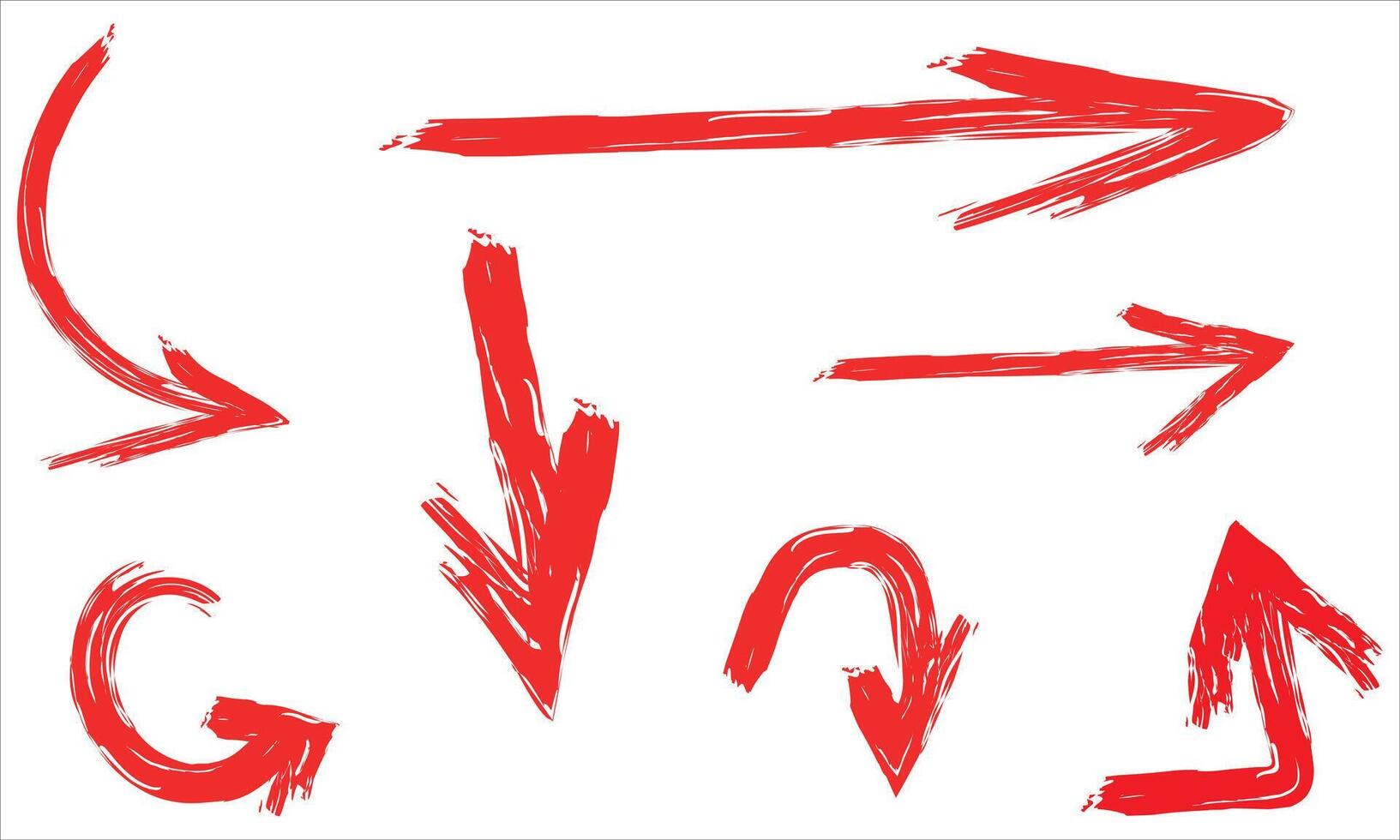 hand drawn red arrow set vector