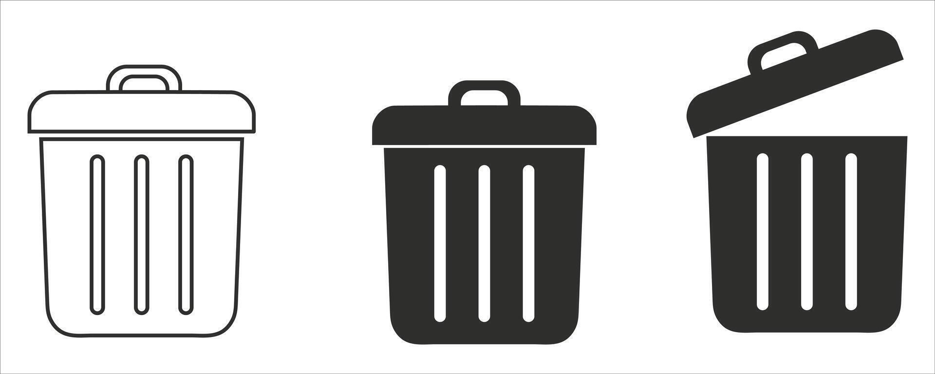 Trash can icons set vector