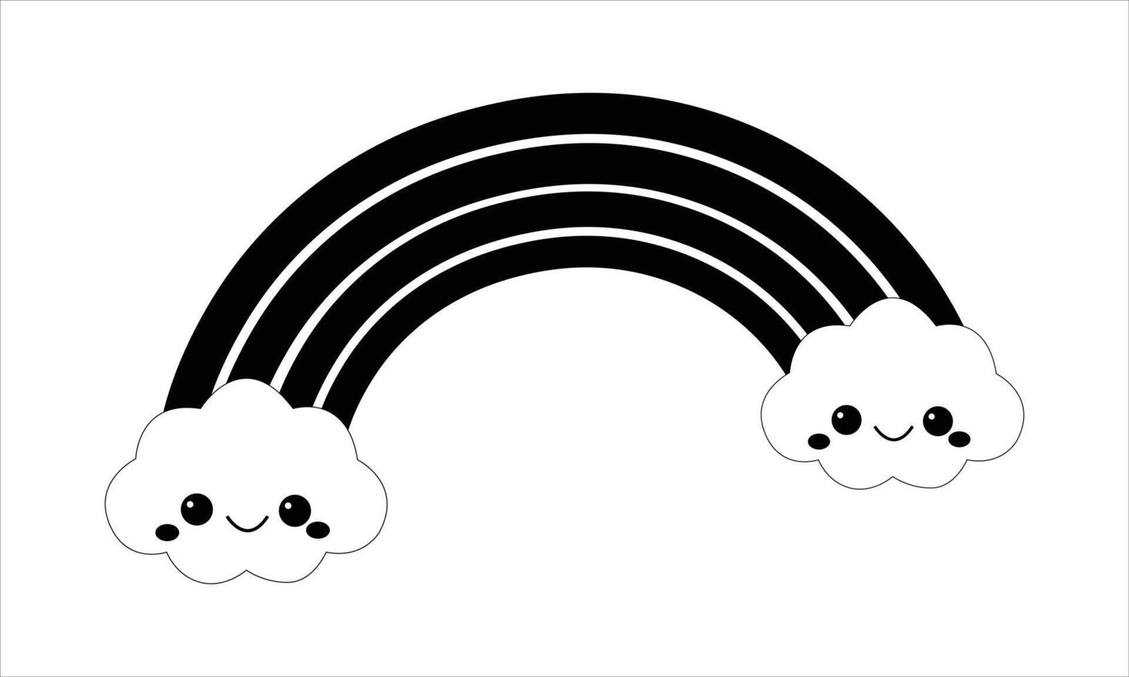 Rainbow silhouette with cute clouds vector