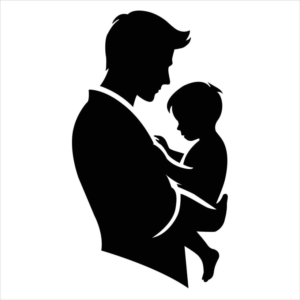 Father and children silhouette Illustration vector