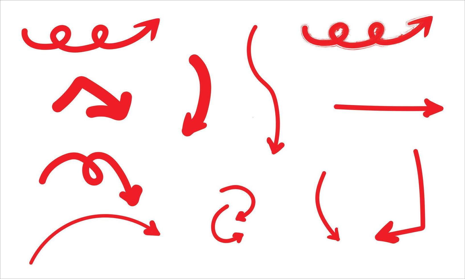hand drawn red arrow set on a white background vector