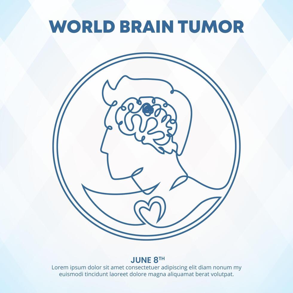 World Brain Tumor Day design with a line art brain tumor in a circle vector