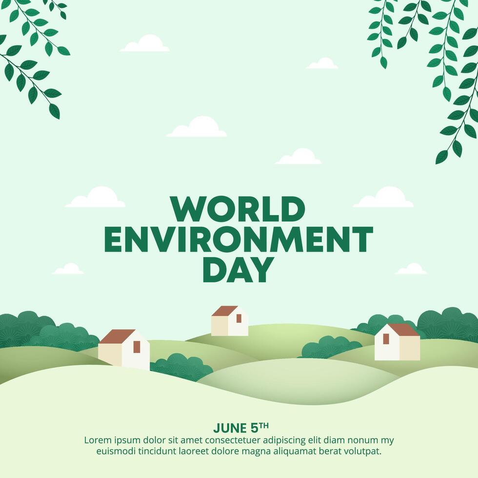 World Environment Day design with a healthy green environment vector