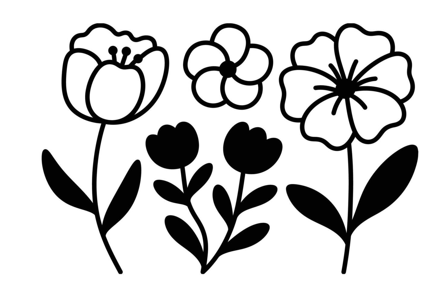 Elegant Black Botanical Silhouettes Design vector