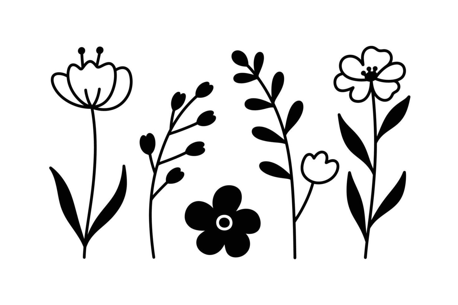 MONOCHROME FLOWER LINE ART vector