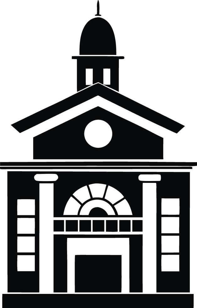 A black and white silhouette of a building vector