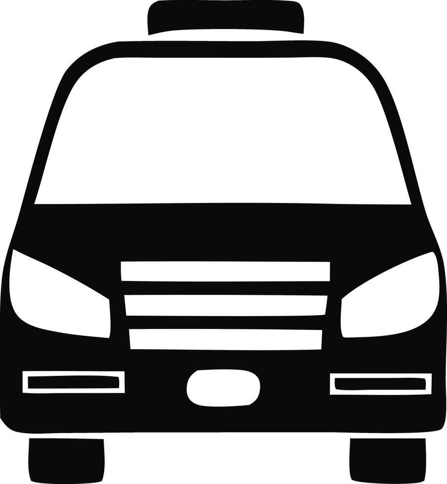 Black Silhouette of a Taxi Car Front View vector