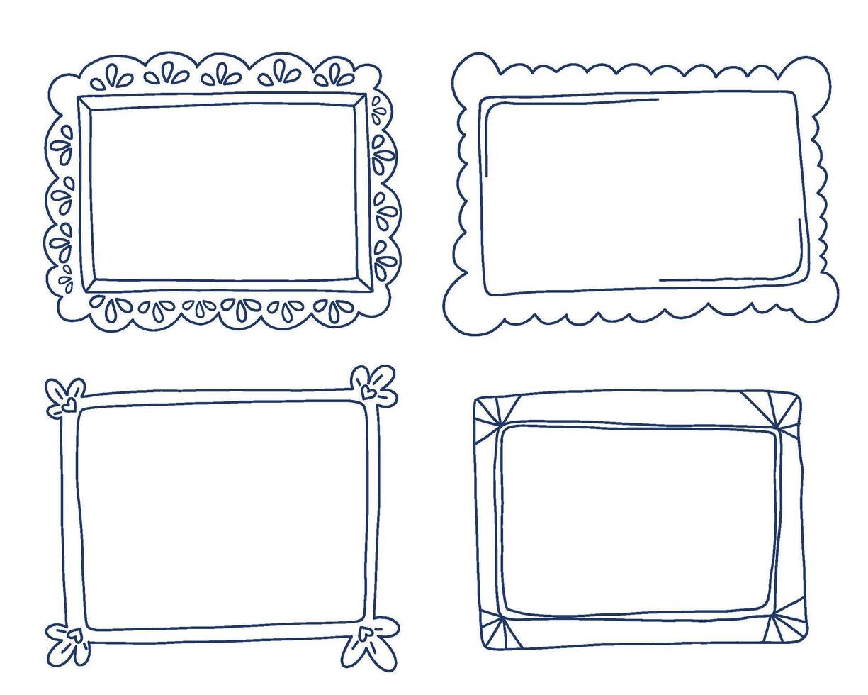 Set of four Hand-Drawn Decorative Vintage Frames vector