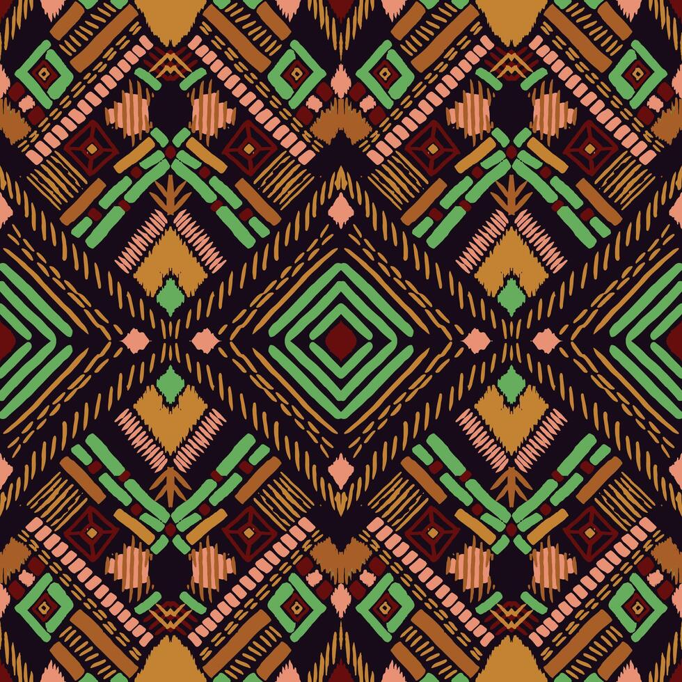 an ethnic pattern with geometric shapes vector