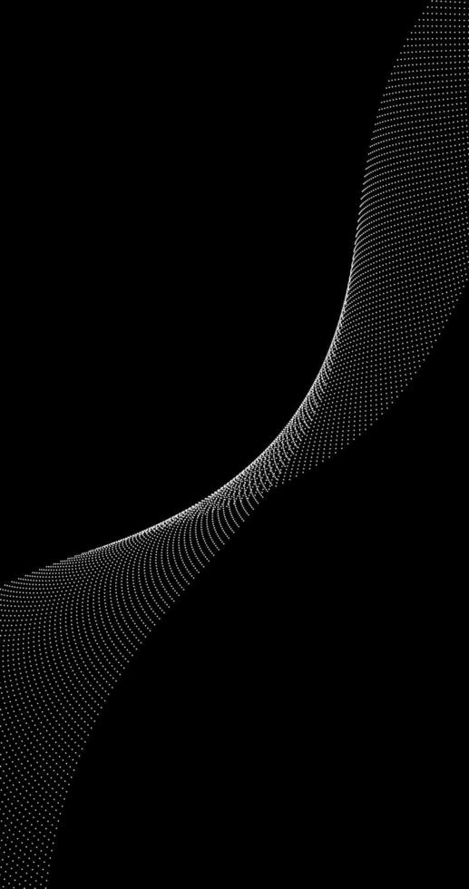 White Abstract wave of particles on black background geometric style vector