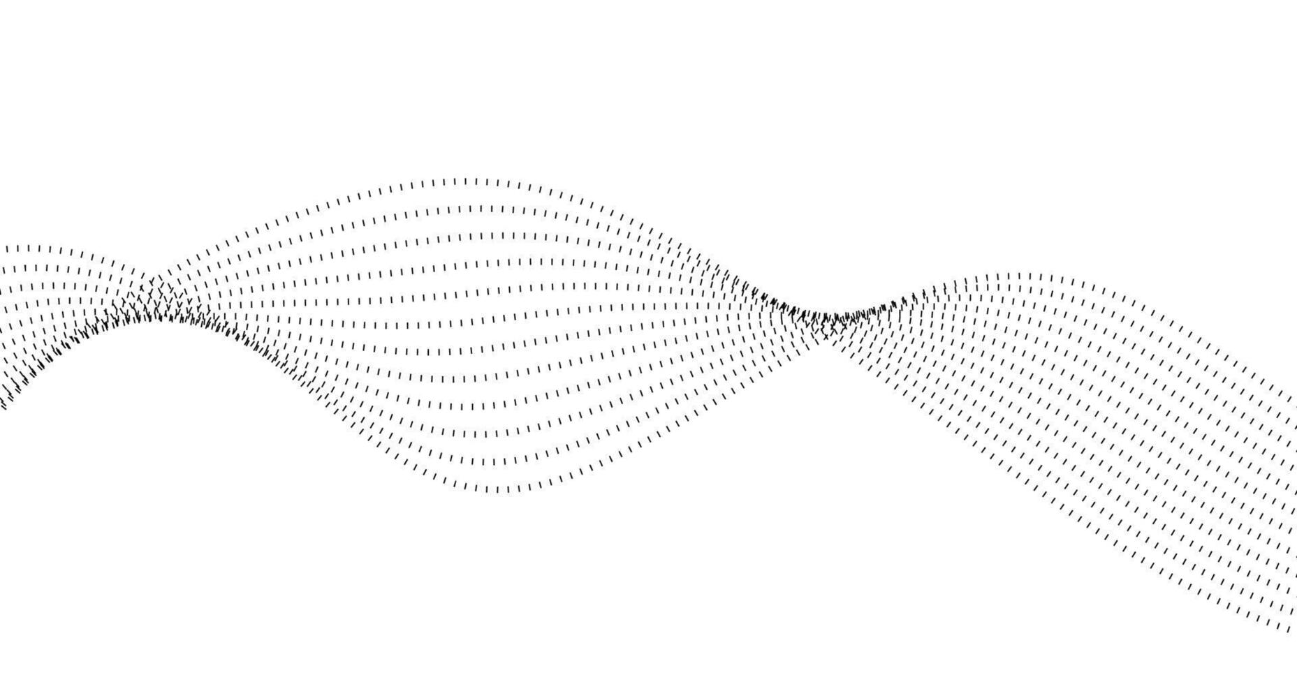 Abstract wave lines of particle dots on empty space background vector