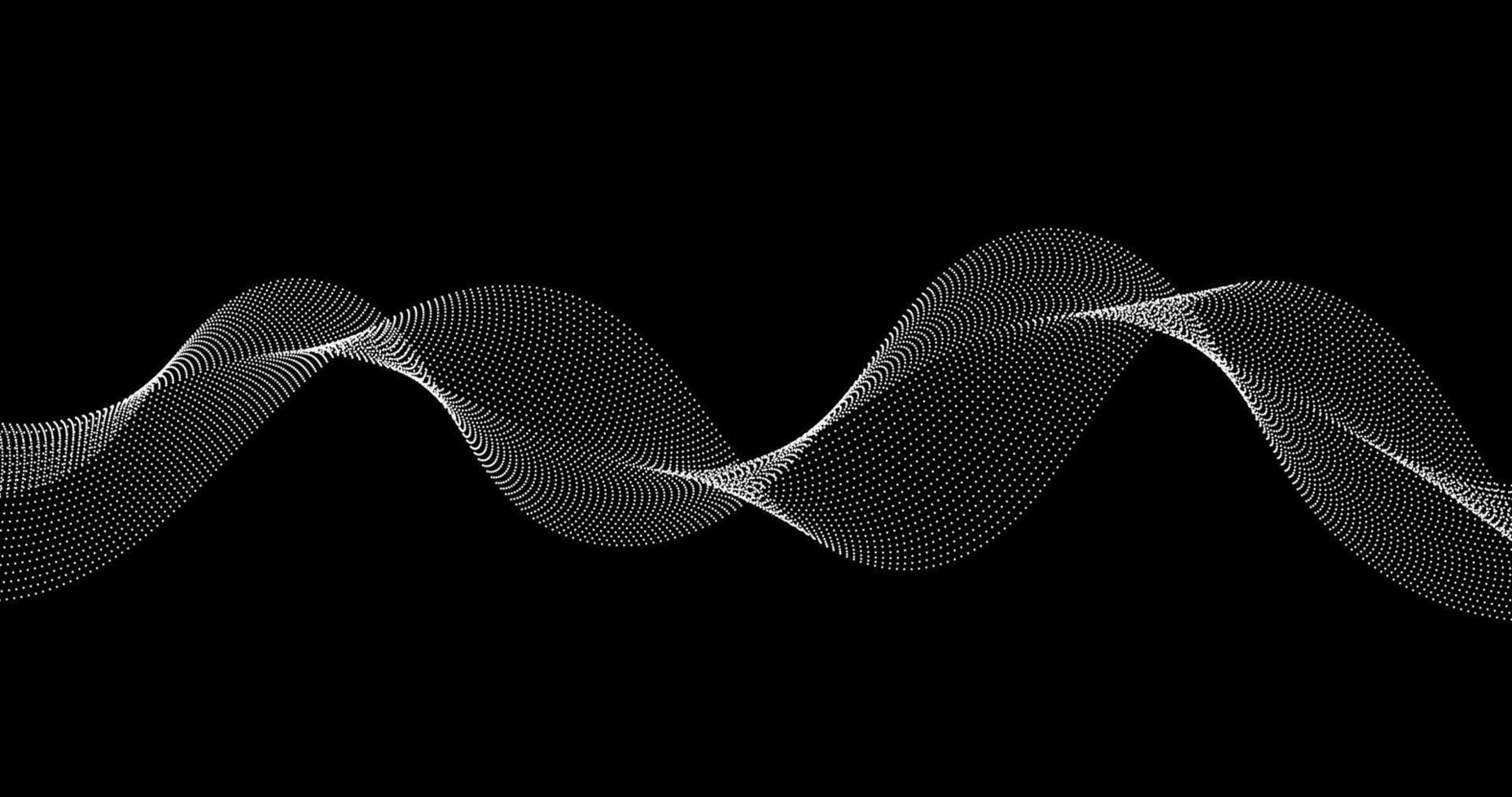 White Wave of particles dynamic rows on black background vector