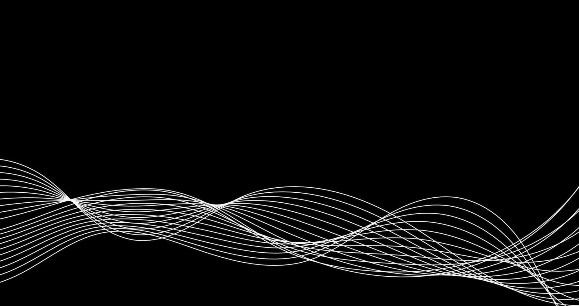 White Abstract wavy crossing lines on empty blank black background element design vector