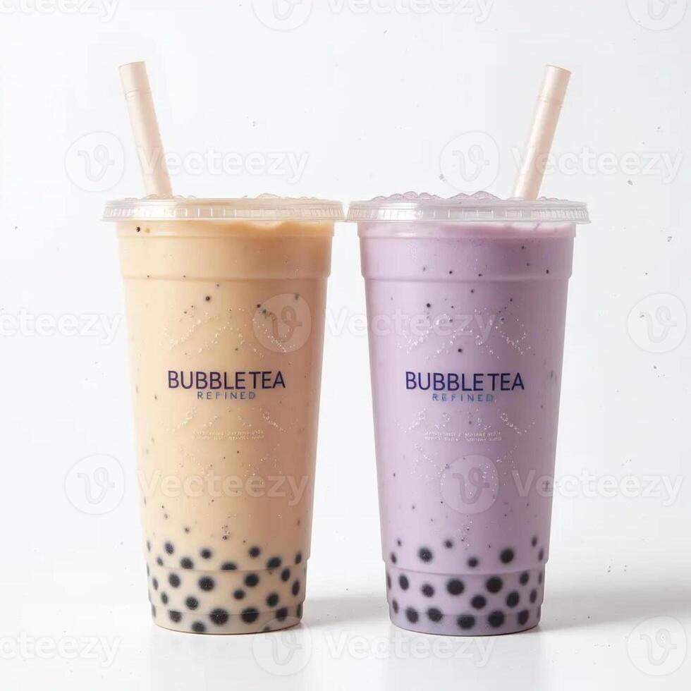 Enjoying Refreshing Bubble Tea Drinks with Tapioca Pearls photo